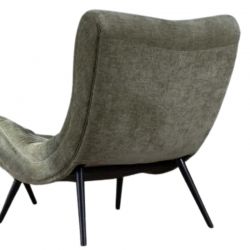 Fauteuil moderne tissu velours vert avec repose-pieds Casita CASPE