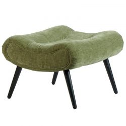 Fauteuil moderne tissu velours vert avec repose-pieds Casita CASPE