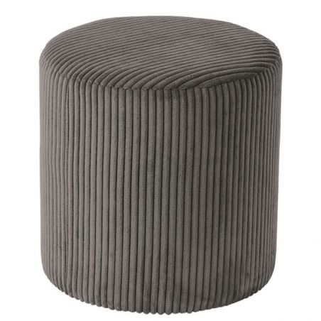 Lot de 2 poufs rond velours côtelé gris 35cm Casita SNAW