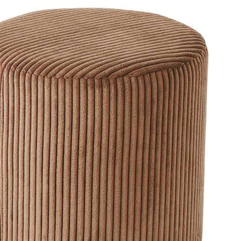 Lot de 2 poufs rond velours côtelé marron 35cm Casita SNAW