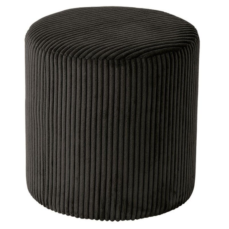 Lot de 2 poufs rond velours côtelé noir 35cm Casita SNAW