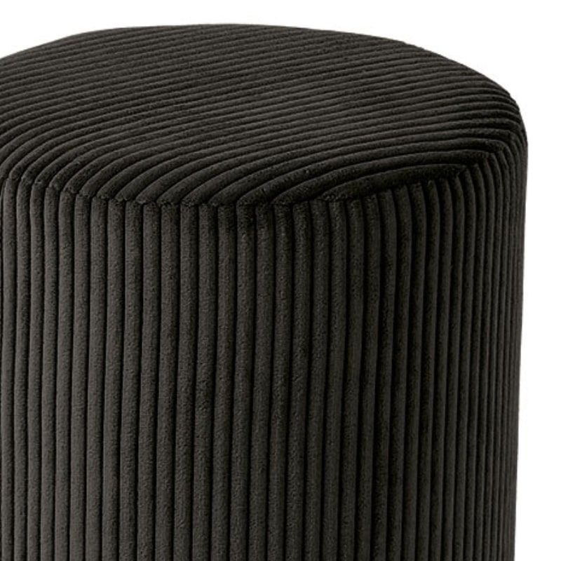 Lot de 2 poufs rond velours côtelé noir 35cm Casita SNAW