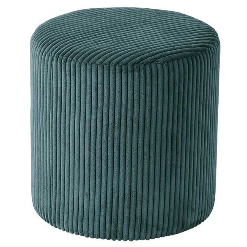 Lot de 2 poufs rond velours côtelé bleu 35cm Casita SNAW