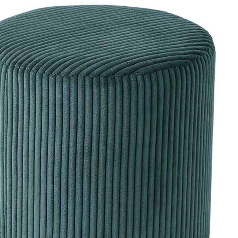 Lot de 2 poufs rond velours côtelé bleu 35cm Casita SNAW
