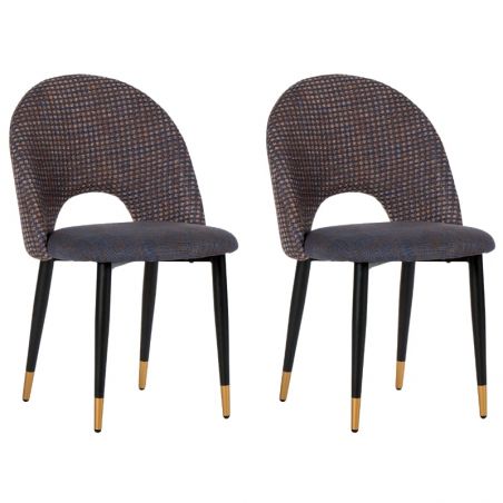 Lot de 2 chaises vintage en tissu bleu et métal Casita VERMONT CHAVERBF 15