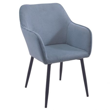 Lot de 2 chaises velours côtelé bleu avec accoudoirs Scotty Casita CHASCOBLE 10