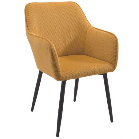Lot de 2 chaises velours côtelé moutarde avec accoudoirs Scotty Casita CHASCOMOU 13
