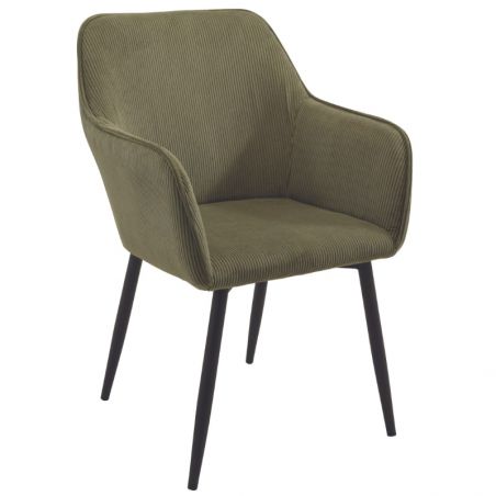 Lot de 2 chaises velours côtelé vert avec accoudoirs Scotty Casita CHASCOVER 15