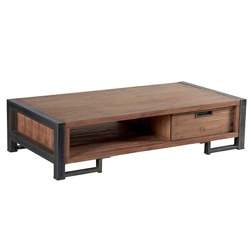 Table basse bois et métal avec rangements 110cm Wales Casita