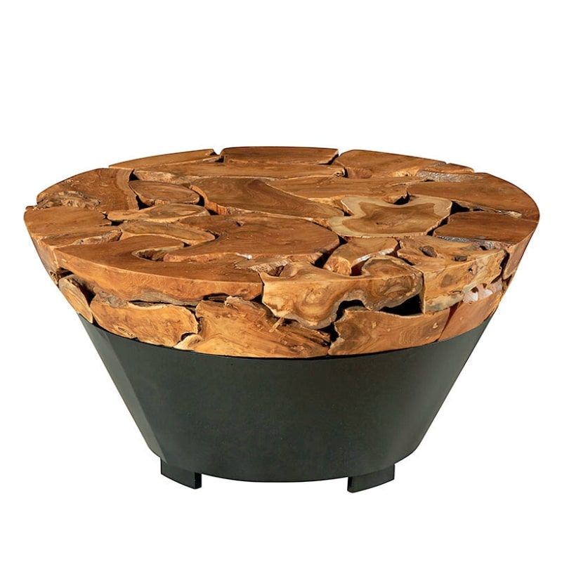 Table basse ronde racine de teck et métal Ø90cm Casita AYOTABARO