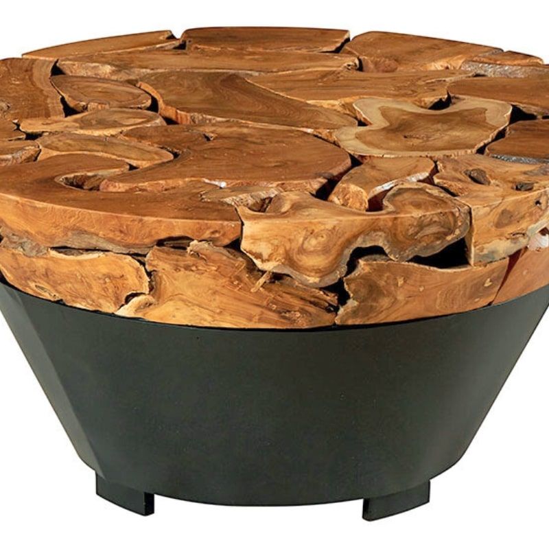 Table basse ronde racine de teck et métal Ø90cm Casita AYOTABARO