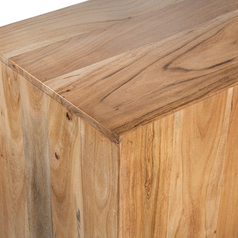 Petite commode industrielle 3 tiroirs en bois clair SERENA 55cm