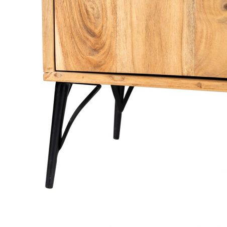 Petite commode industrielle 3 tiroirs en bois clair SERENA 55cm