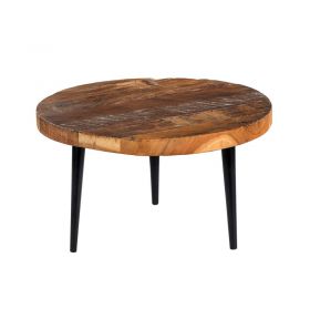 Table basse ronde bois recyclé industriel MELISSA 70cm