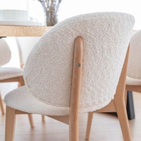 Lot de 2 chaises scandinaves bouclettes blanc et hêtre ADAM