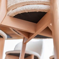 Lot de 2 chaises scandinaves bouclettes blanc et hêtre ADAM