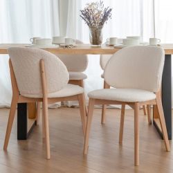 Lot de 2 chaises scandinaves bouclettes blanc et hêtre ADAM