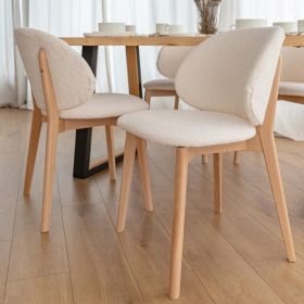 Lot de 2 chaises scandinaves bouclettes blanc et hêtre ADAM