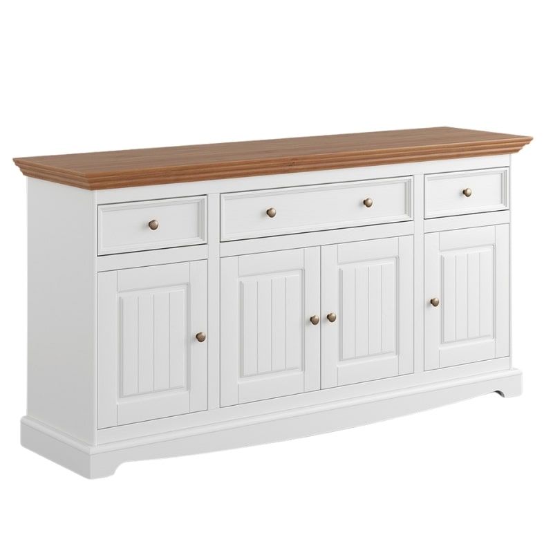 Buffet blanc bois de pin et chêne 167cm BIANCA 4 portes