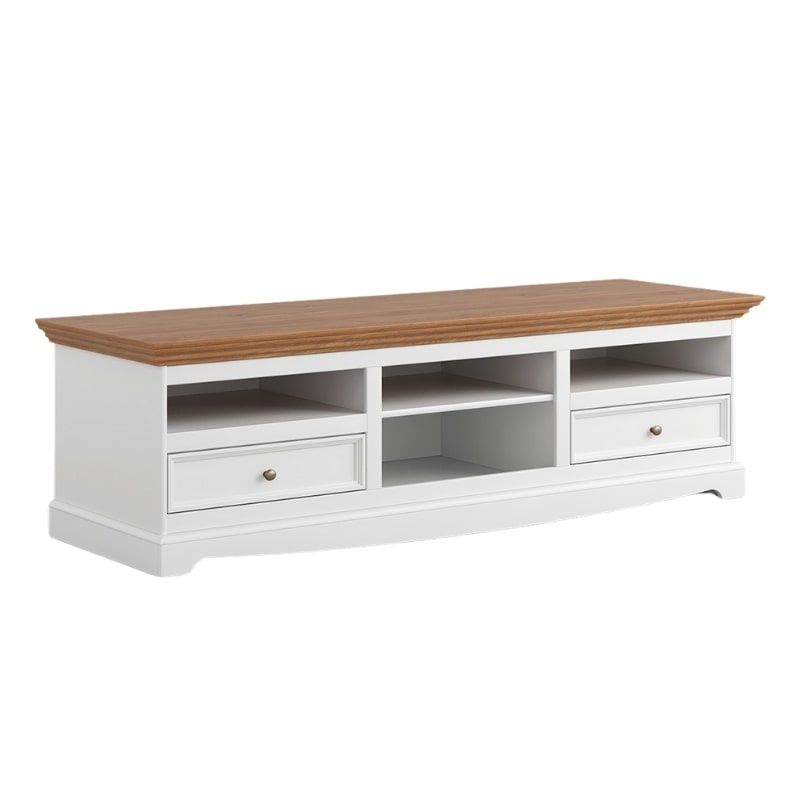 Meuble TV blanc bois de pin et chêne 167cm BIANCA