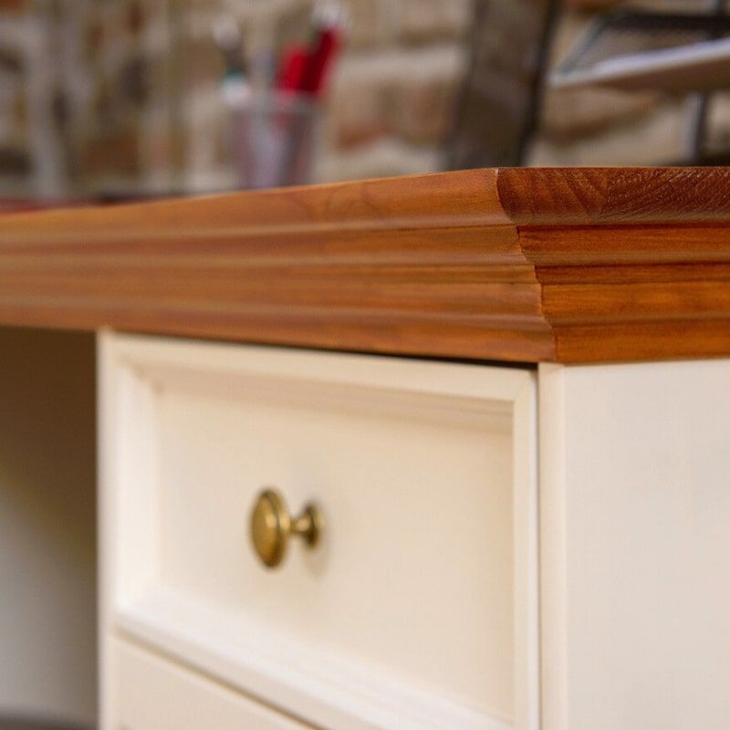 Bureau blanc bois de pin et chêne 130cm BIANCA 1 tiroir