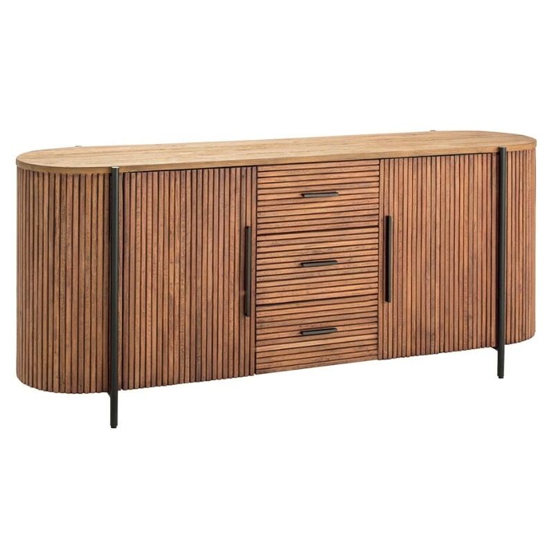 Buffet arrondi en bois exotique lamelles 200cm Casita TROMS