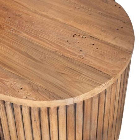 Meuble TV arrondi en bois exotique lamelles 160cm Casita TROMS