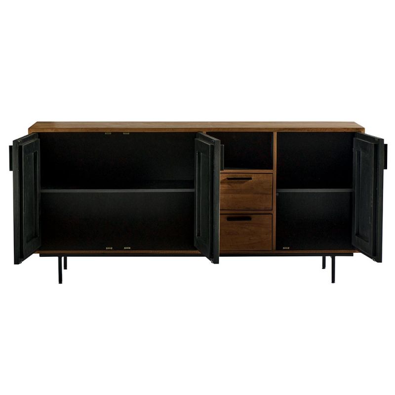 Buffet 3 portes vintage en teck recyclé et noir 180cm OPLAND Casita