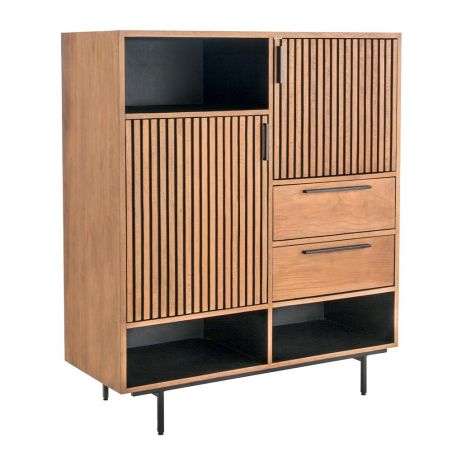 Buffet haut vintage en teck recyclé et noir 120cm OPLAND Casita