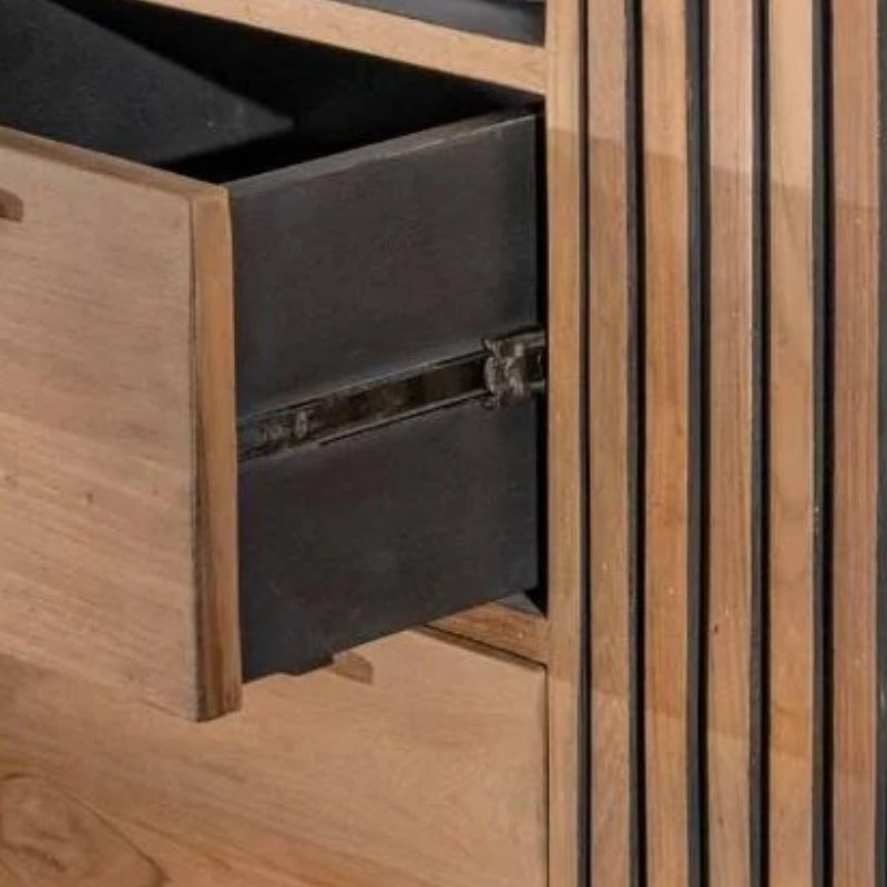 Buffet haut vintage en teck recyclé et noir 120cm OPLAND Casita