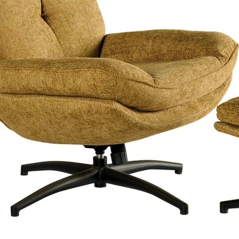 Fauteuil vintage tissu moutarde confort avec repose-pieds Casita BRANSON
