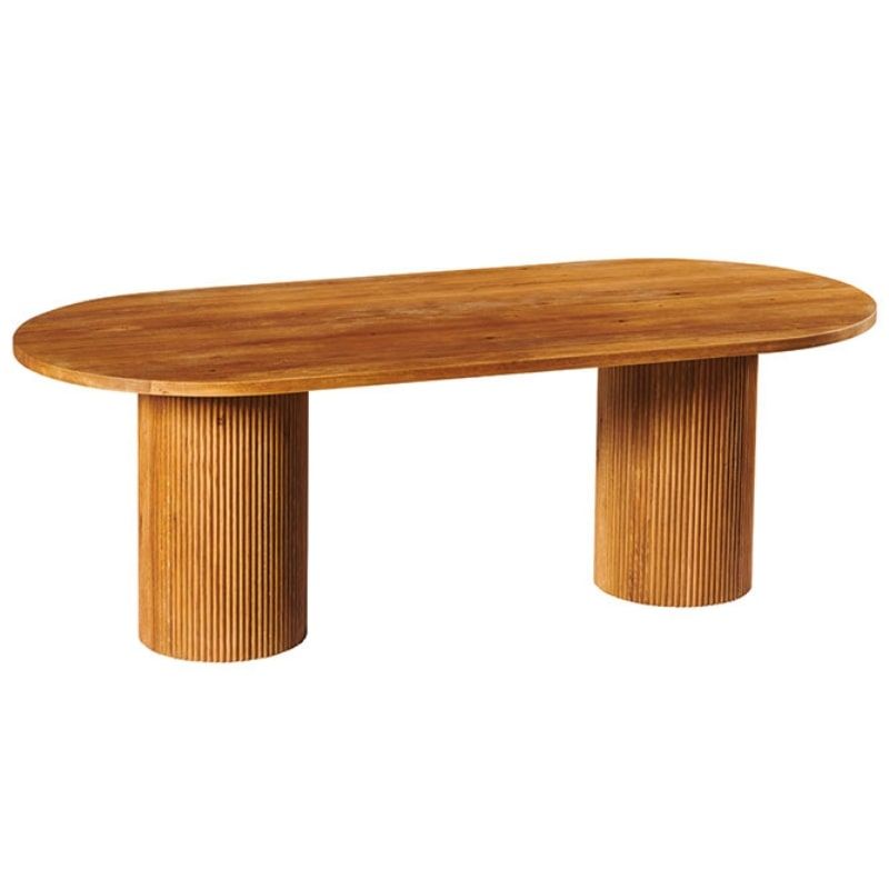 Table salle manger ovale bois massif chêne huilé rétro WINTON Casita