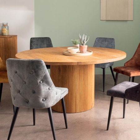 Table ronde en bois pied central chêne huilé rétro 130cm WINTON Casita