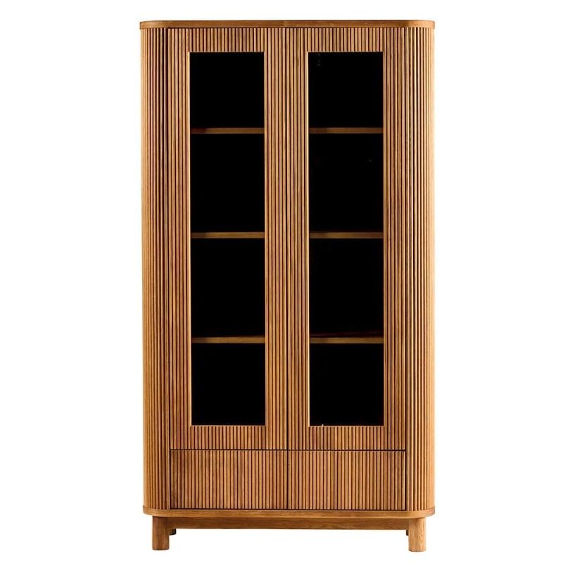 Vaisselier arrondi en bois de chêne huilé rétro 100cm WINTON Casita