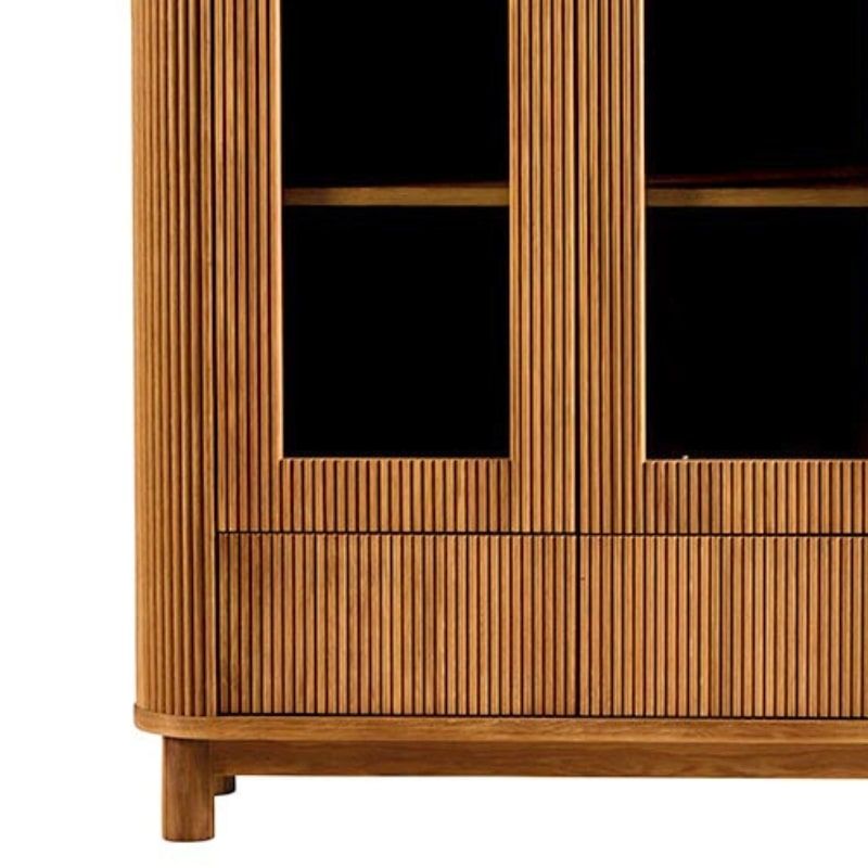 Vaisselier arrondi en bois de chêne huilé rétro 100cm WINTON Casita