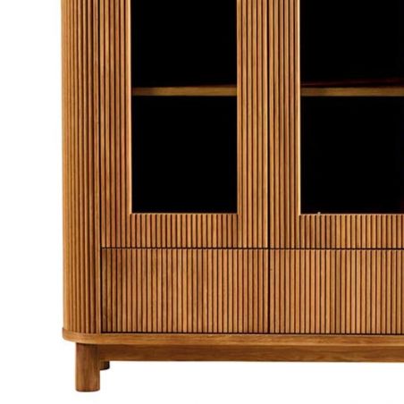 Vaisselier arrondi en bois de chêne huilé rétro 100cm WINTON Casita