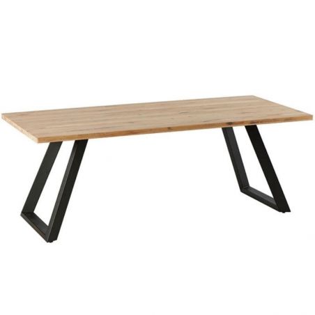 Table industrielle bois massif 200cm KENT Casita huilée blanchie