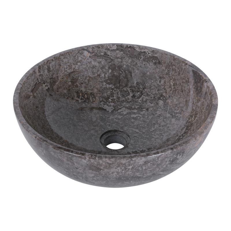 Vasque ronde à poser en marbre gris bord fin Ø40cm KCT-P GREY
