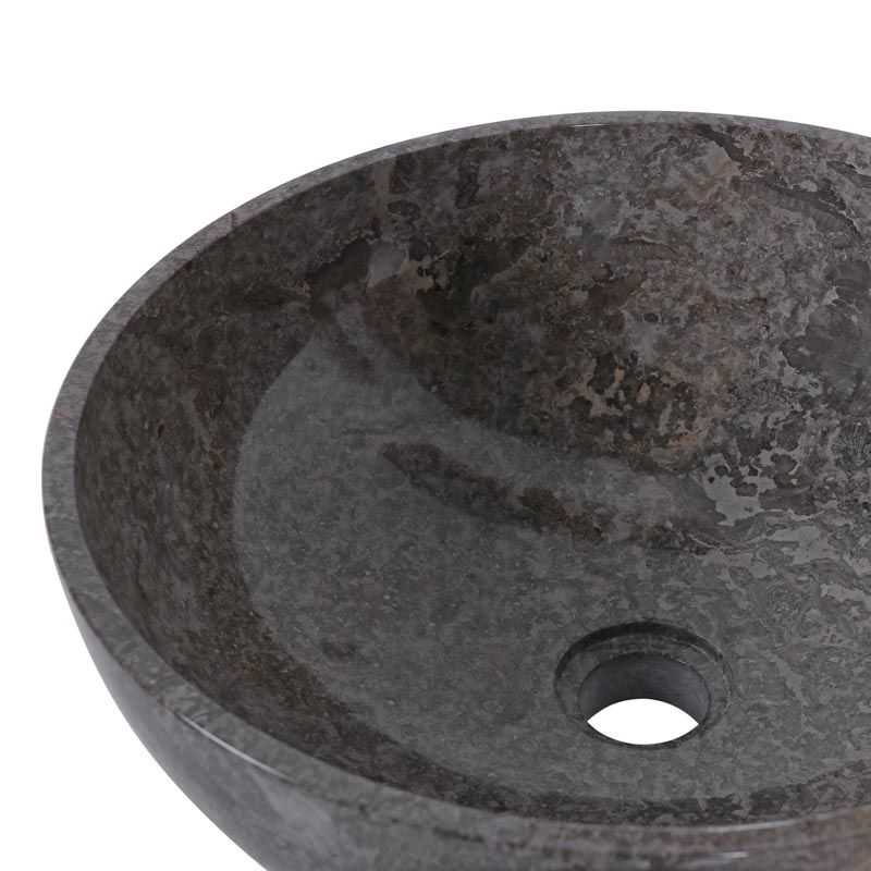 Vasque ronde à poser en marbre gris bord fin Ø40cm KCT-P GREY