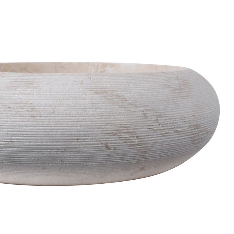 Vasque ronde à poser en marbre crème Ø40cm DN-G CREAM