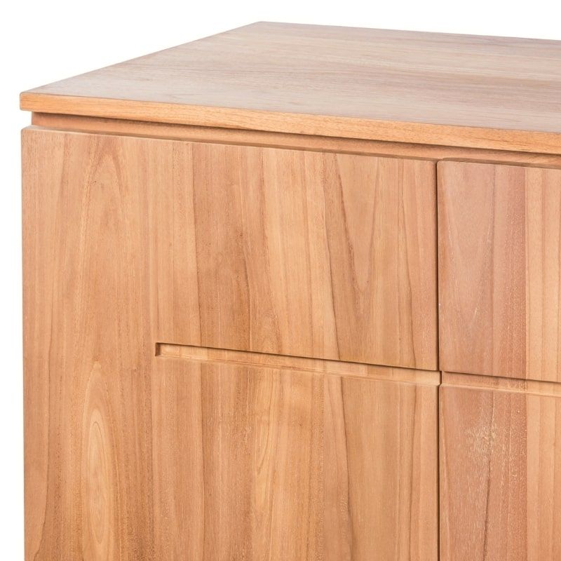Meuble vasque suspendu teck massif 2 portes 80cm BASIC