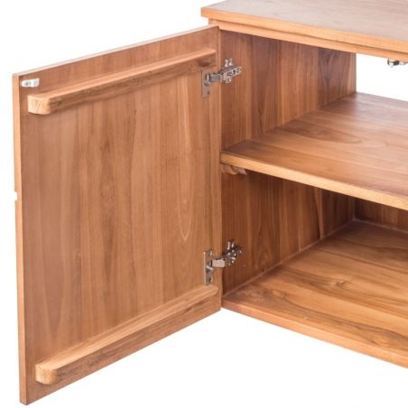 Meuble vasque suspendu teck massif 2 portes 80cm BASIC