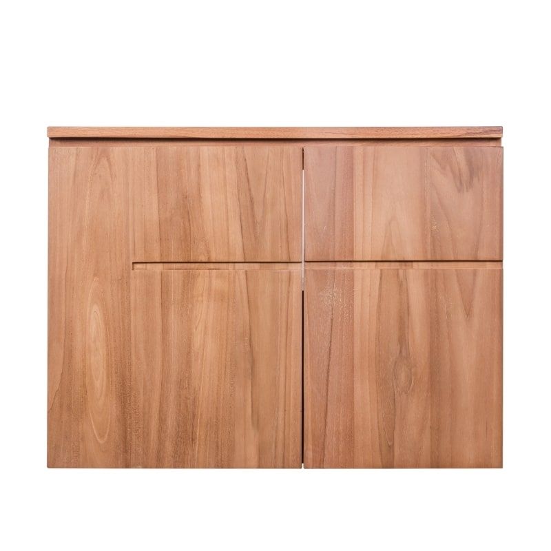 Meuble vasque suspendu teck massif 2 portes 80cm BASIC