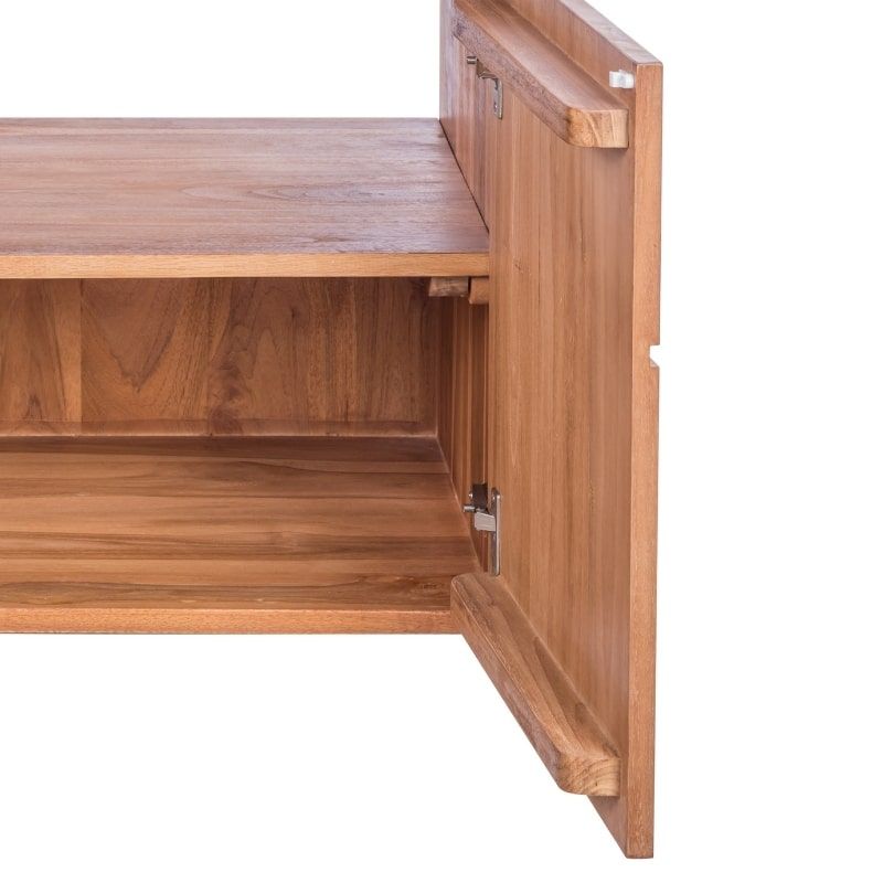 Meuble vasque suspendu teck massif 2 portes 80cm BASIC