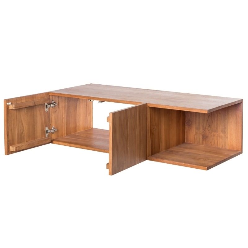 Meuble vasque suspendu teck massif 2 portes 120cm SUSANE