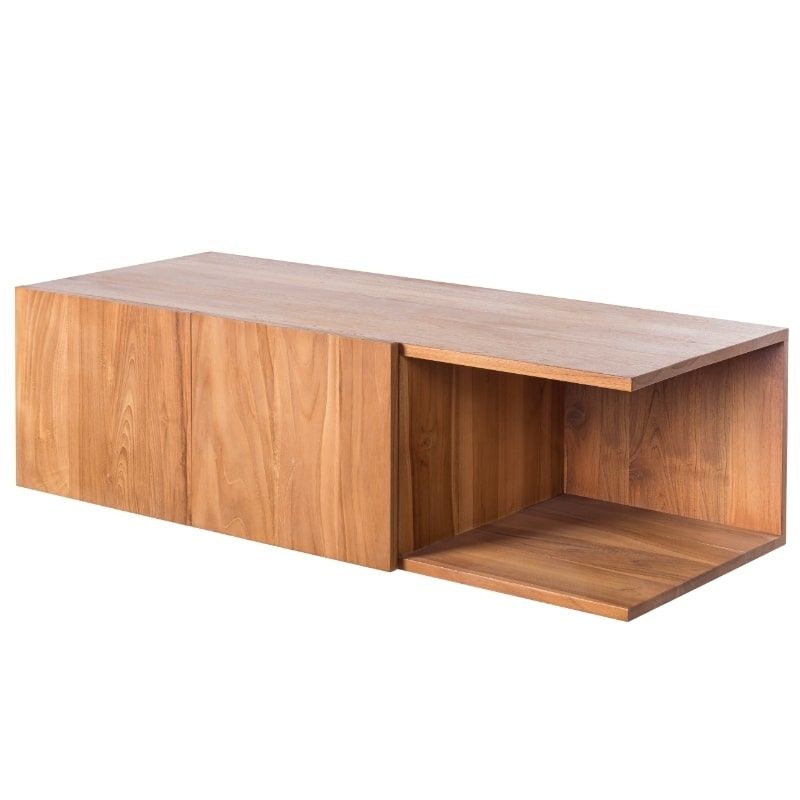 Meuble vasque suspendu teck massif 2 portes 120cm SUSANE