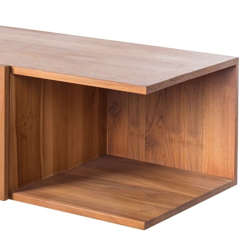 Meuble vasque suspendu teck massif 2 portes 120cm SUSANE