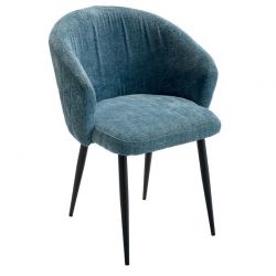 Lot de 2 chaises accoudoirs modernes tissu bouclé bleu Casita KANSAS