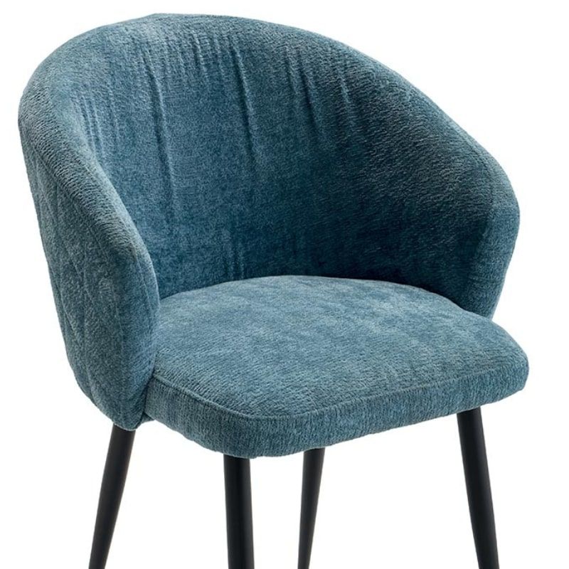 Lot de 2 chaises accoudoirs modernes tissu bouclé bleu Casita KANSAS