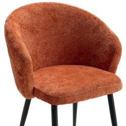 Lot de 2 chaises accoudoirs modernes tissu bouclé terracotta Casita KANSAS